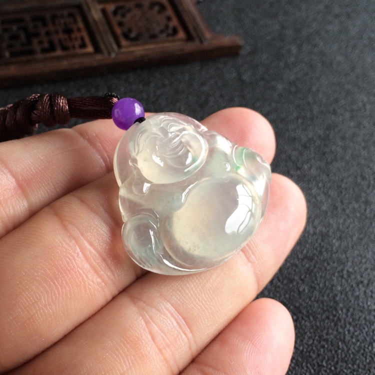 (超值推荐)冰种飘花玉佛挂件