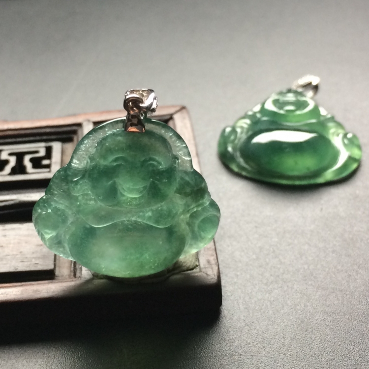 （超值推荐）冰种晴水玉佛挂件（金扣）（单价）
