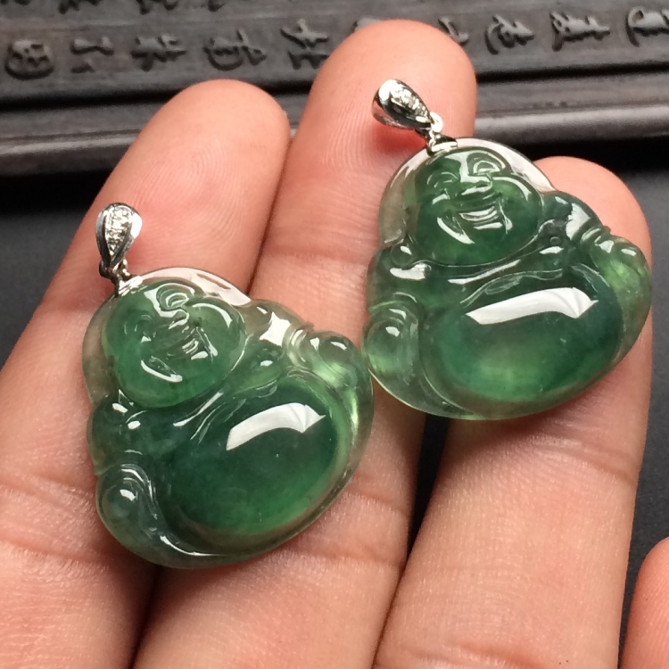 （超值推荐）冰种晴水玉佛挂件（金扣）（单价）