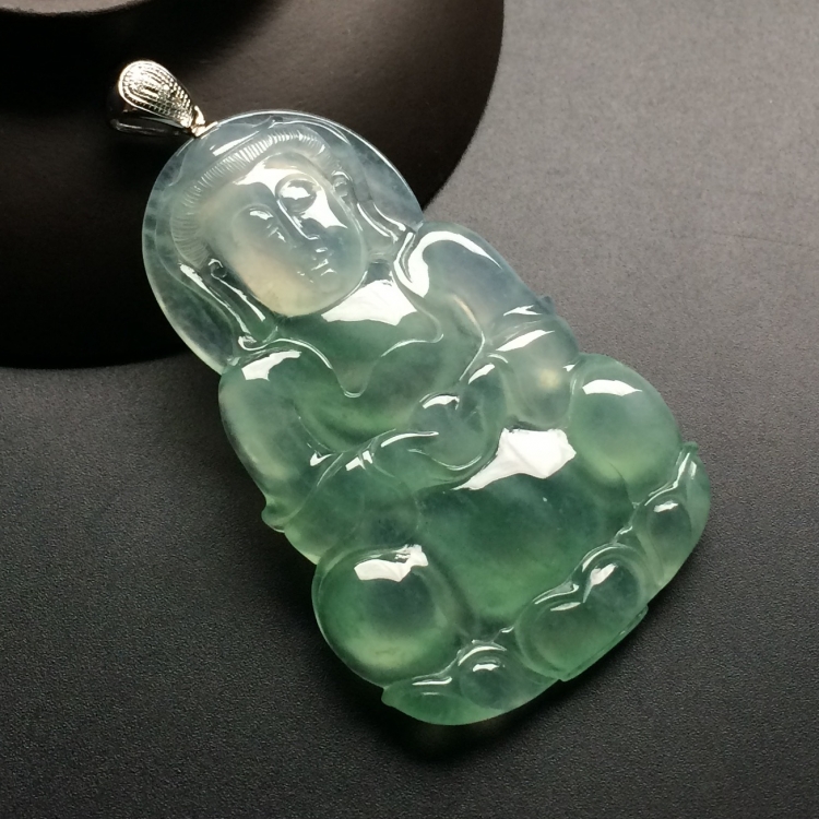 （超值推荐）冰种晴水观音挂件（金扣）