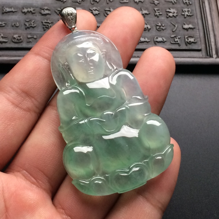 （超值推荐）冰种晴水观音挂件（金扣）