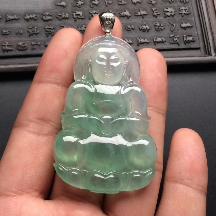（超值推荐）冰种晴水观音挂件（金扣）