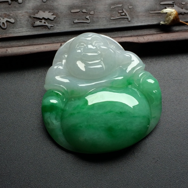 （超值推荐）糯冰种飘翠玉佛挂件