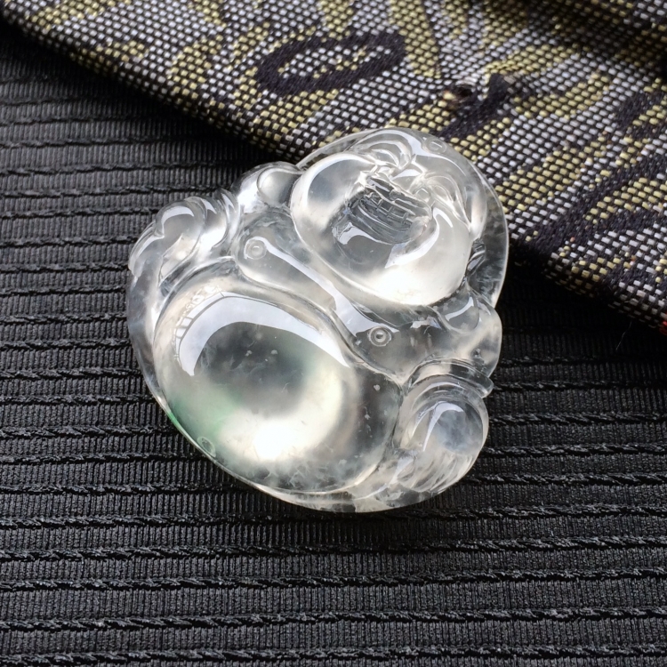(超值推荐)冰玻种略飘翠玉佛挂件