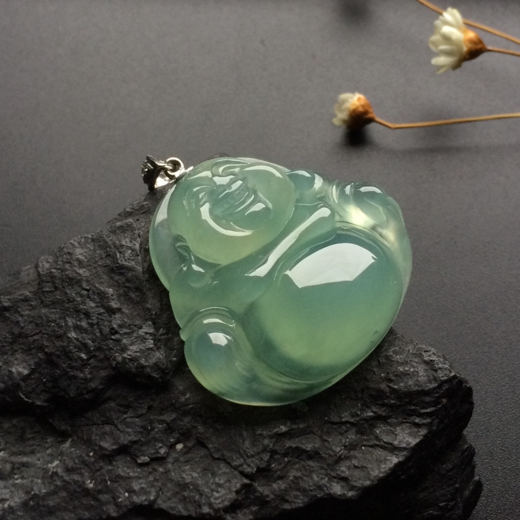 （超值推荐）冰种晴水玉佛挂件（金扣）