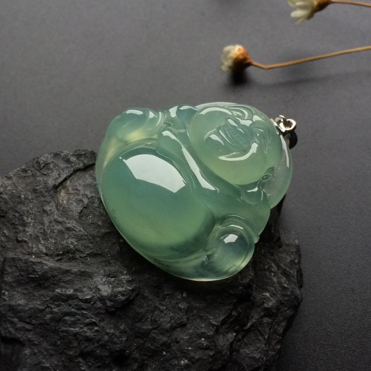 （超值推荐）冰种晴水玉佛挂件（金扣）
