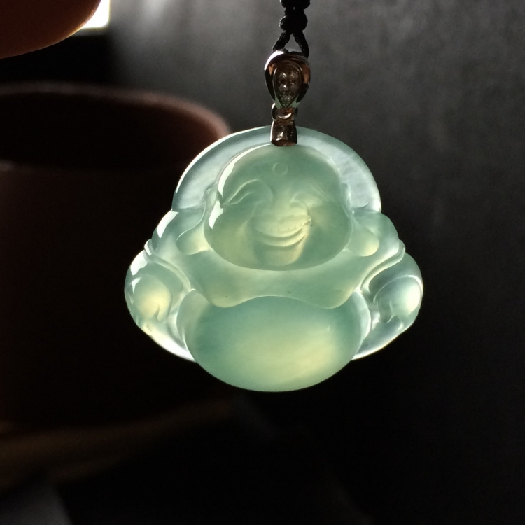 （超值推荐）冰种晴水玉佛挂件（金扣）