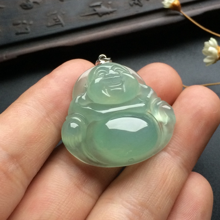 （超值推荐）冰种晴水玉佛挂件（金扣）