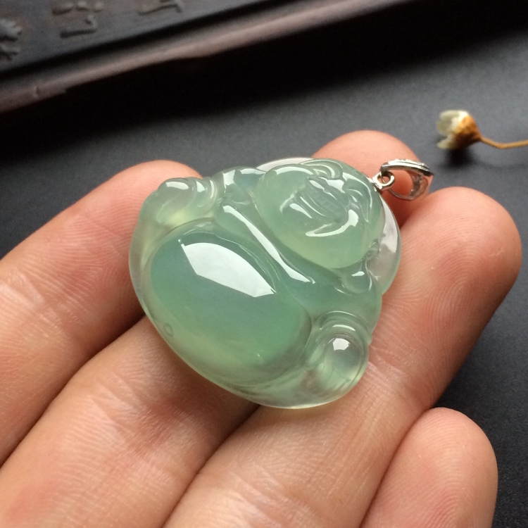 （超值推荐）冰种晴水玉佛挂件（金扣）