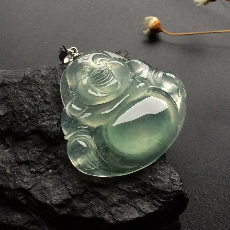 （超值推荐）冰种晴水玉佛挂件（金扣）