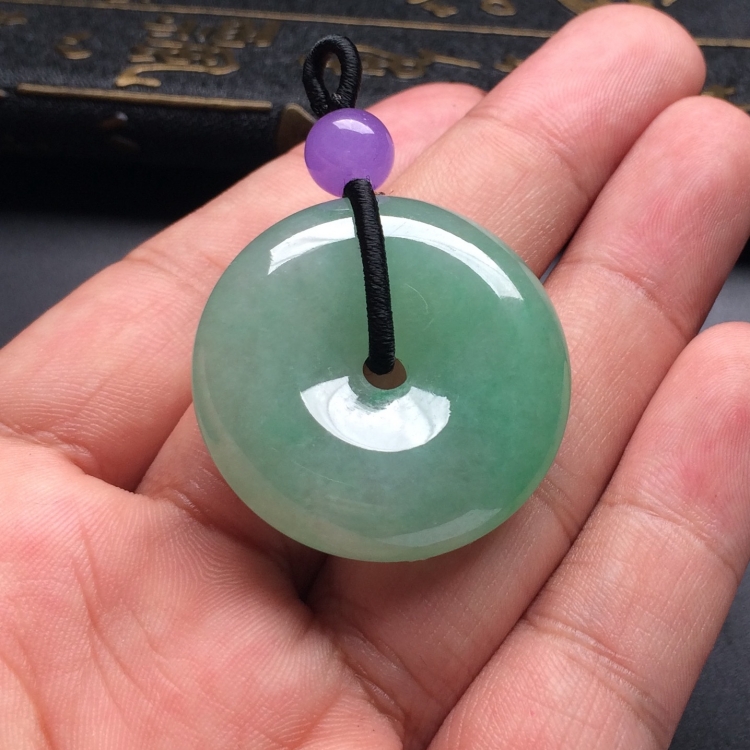 （超值推荐）糯冰种飘翠平安扣挂件
