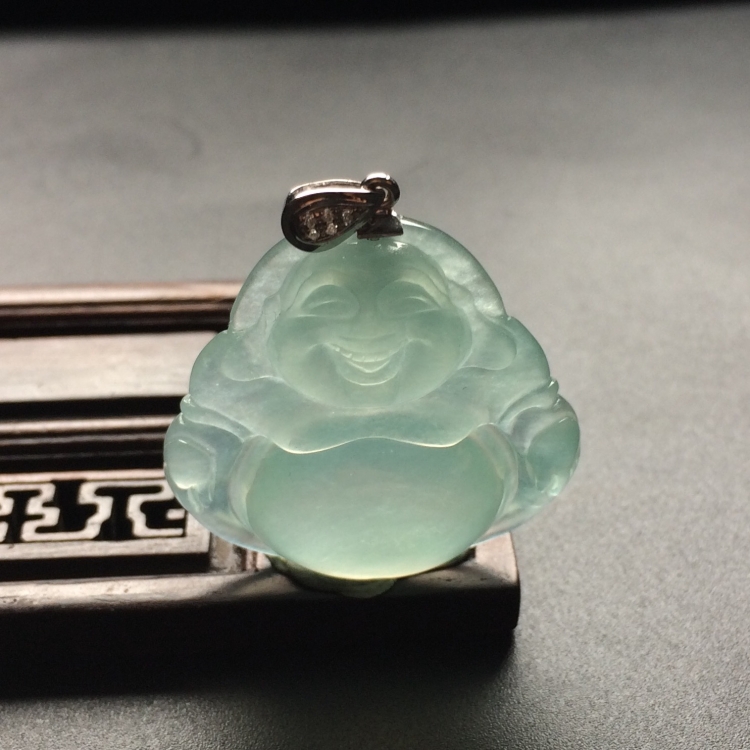 （超值推荐）冰种晴水玉佛挂件（金扣）