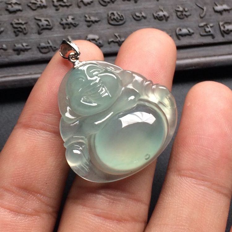 （超值推荐）冰种晴水玉佛挂件（金扣）