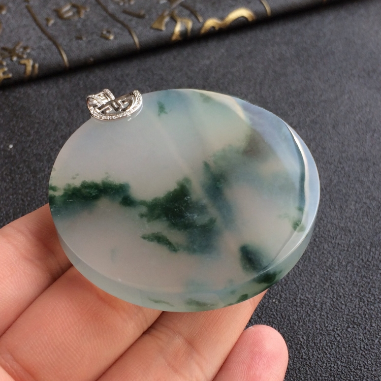 (超值推荐)冰种飘花平安扣挂件(金扣)