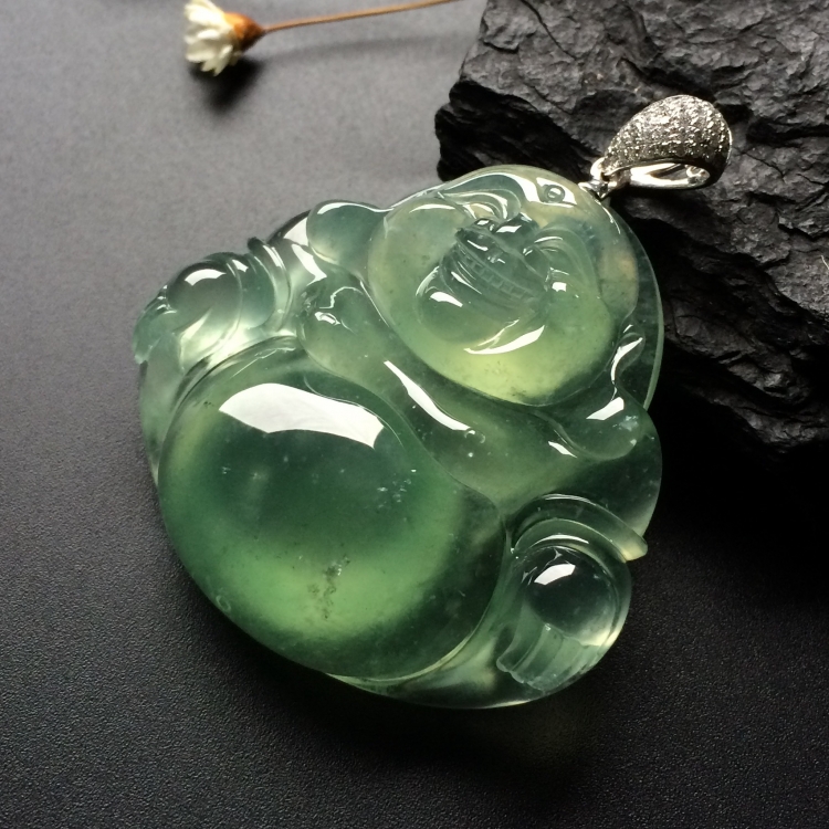 （超值推荐）冰种晴水玉佛挂件（金扣）