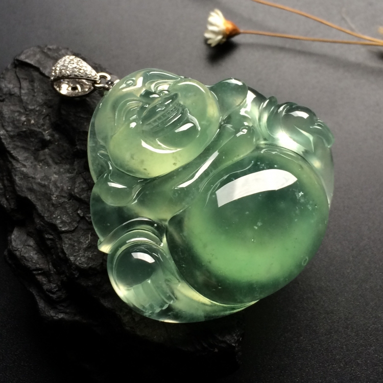 （超值推荐）冰种晴水玉佛挂件（金扣）