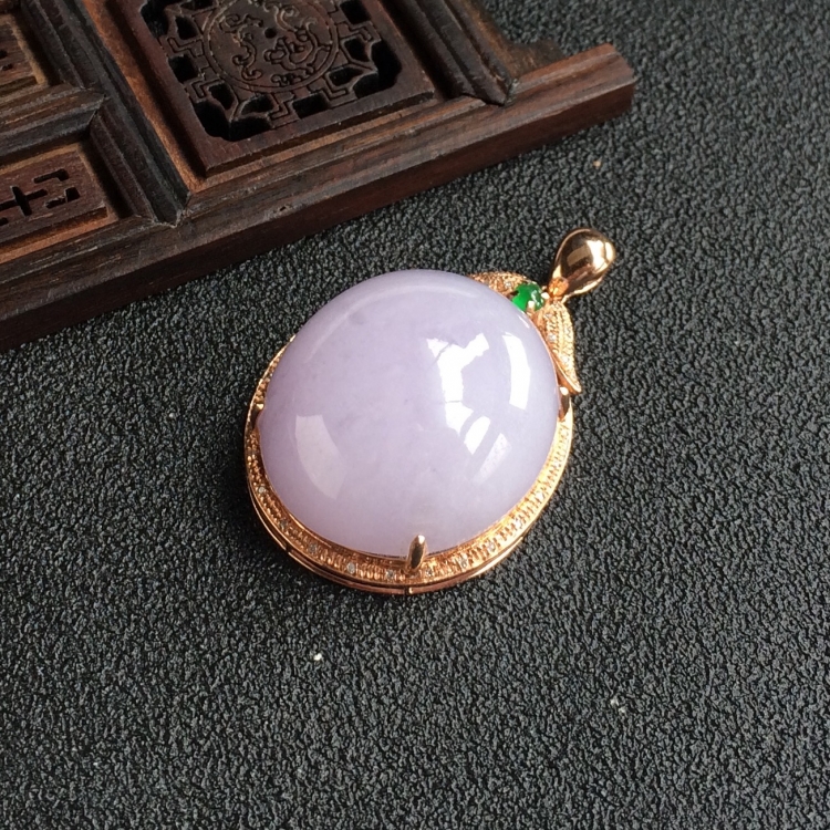 (超值推荐)糯冰种紫罗兰镶玫瑰金钻石圆满胸坠