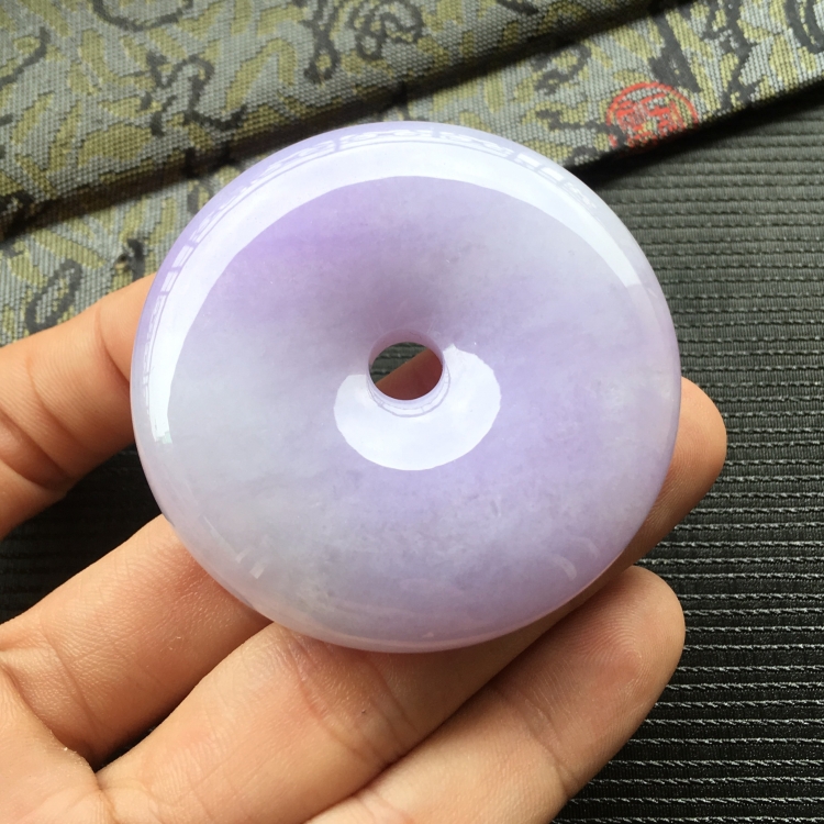 (超值推荐)糯冰种紫罗兰平安扣挂件