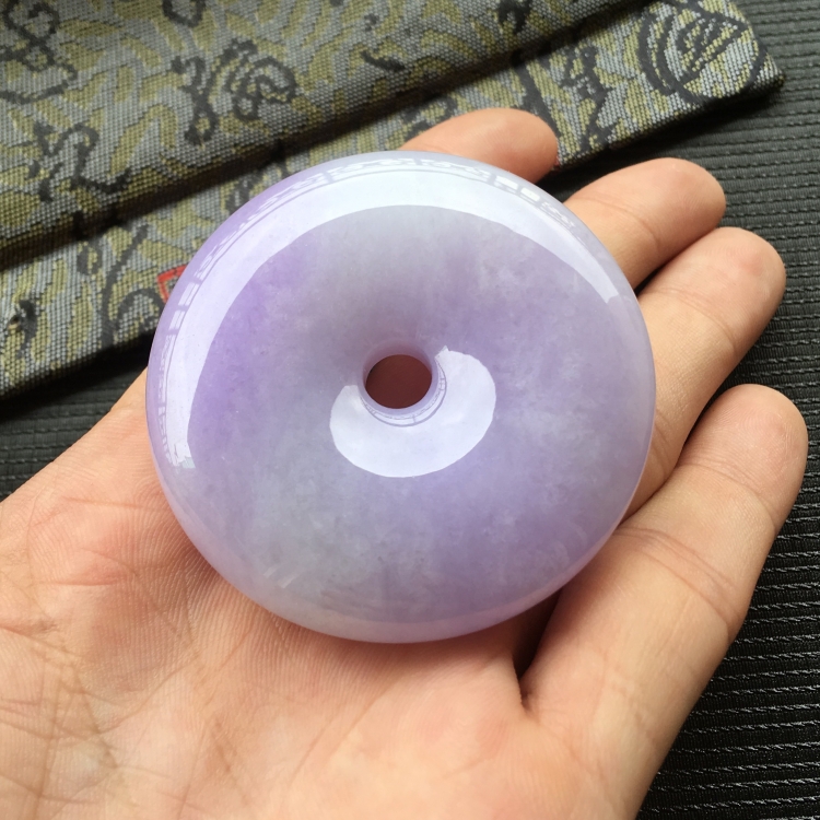 (超值推荐)糯冰种紫罗兰平安扣挂件