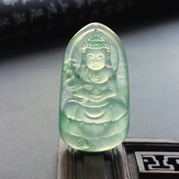（超值推荐）冰玻种晴水飘花宝宝佛挂件