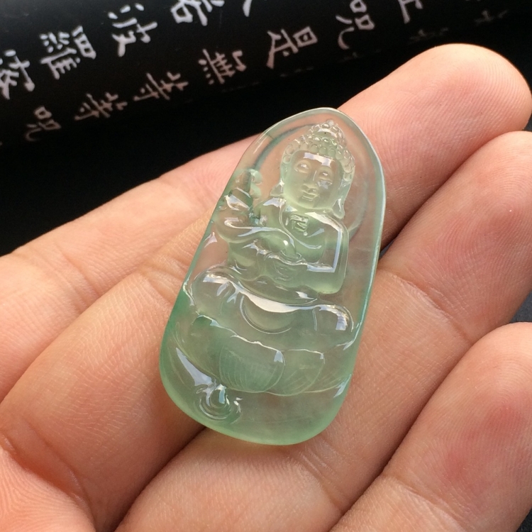 （超值推荐）冰玻种晴水飘花宝宝佛挂件