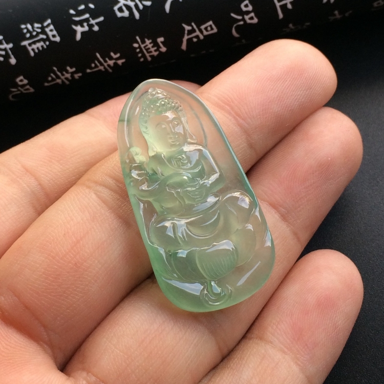 （超值推荐）冰玻种晴水飘花宝宝佛挂件