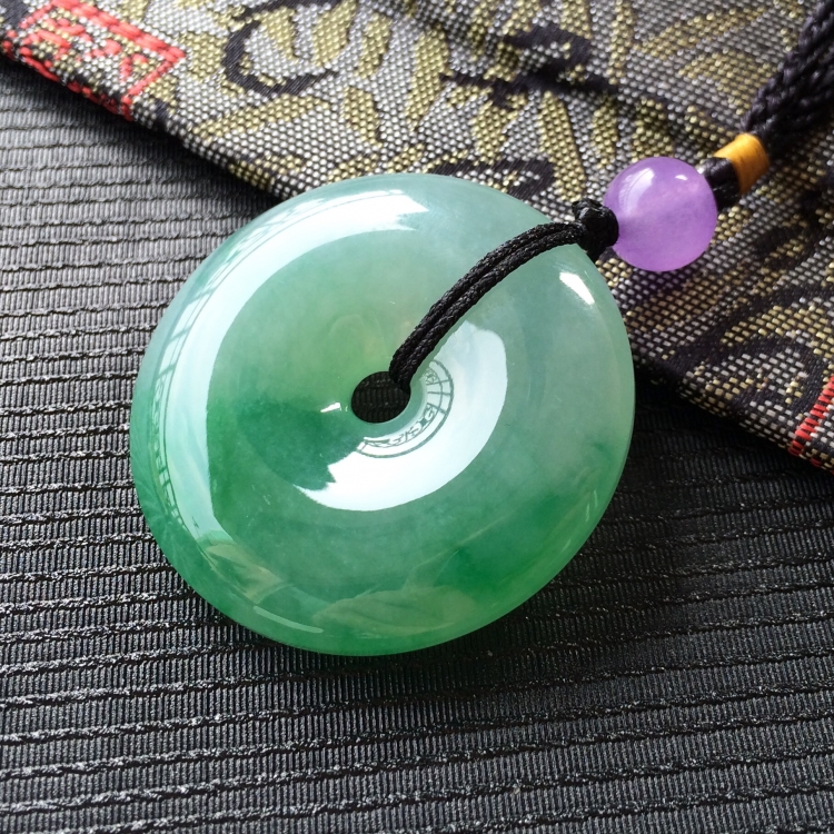 (超值推荐)糯冰种飘翠平安扣挂件
