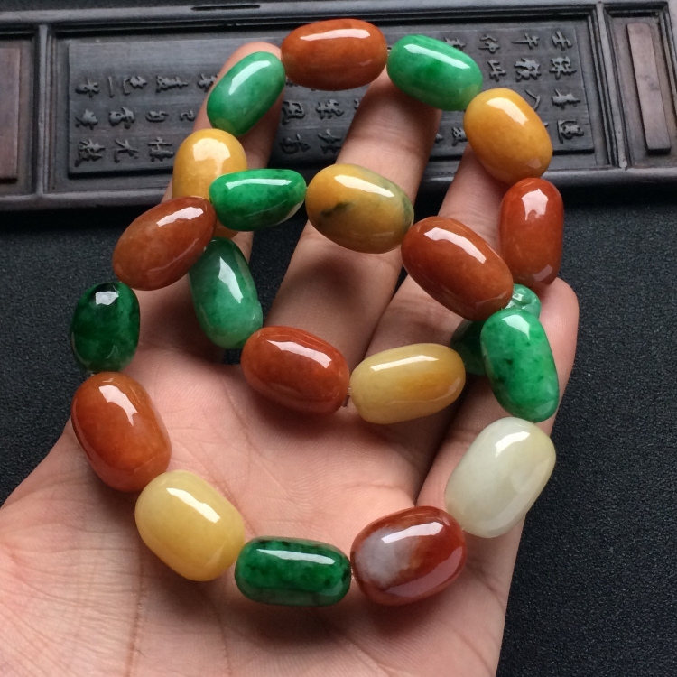 （超值推荐）糯冰种三彩原石手链（单价）