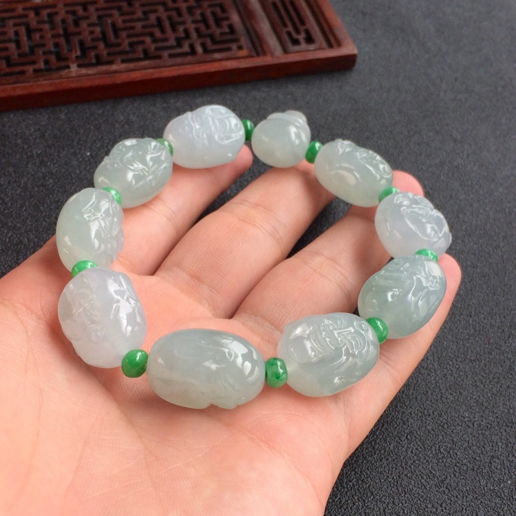 (超值推荐)糯冰种晴水佛头手链