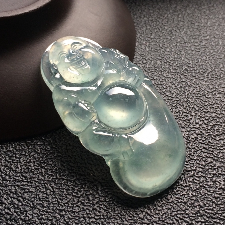 （超值推荐）冰种晴水飘花布袋佛挂件