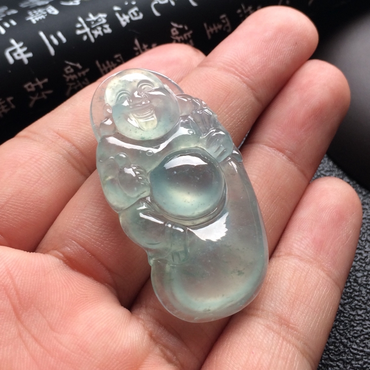 （超值推荐）冰种晴水飘花布袋佛挂件
