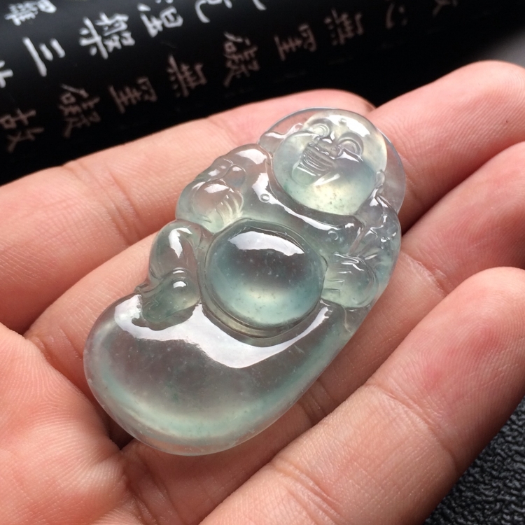 （超值推荐）冰种晴水飘花布袋佛挂件