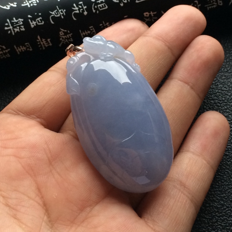 （超值推荐）糯冰种紫罗兰福瓜挂件（金扣）