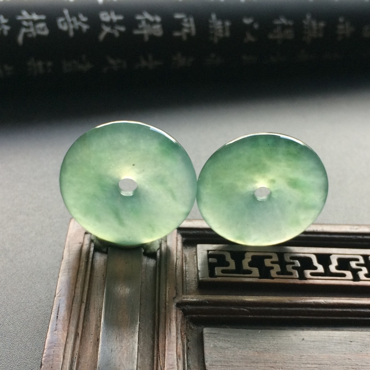 （超值推荐）冰种飘花平安扣挂件（一对）