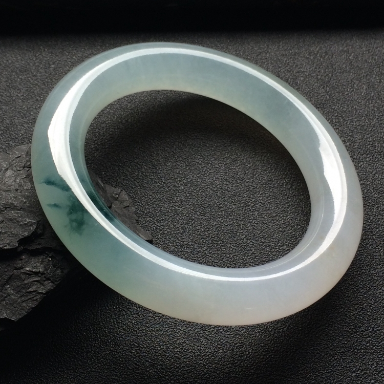 （超值推荐）冰种飘花圆条手镯（55.3mm）