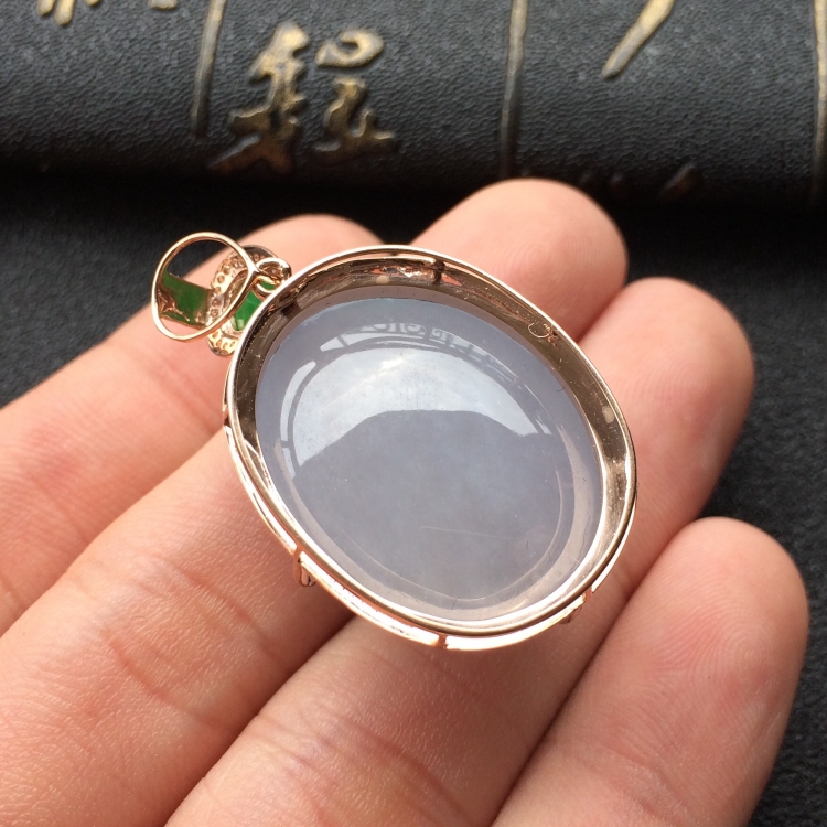 (超值推荐)糯冰种淡紫罗兰镶玫瑰金钻石胸坠