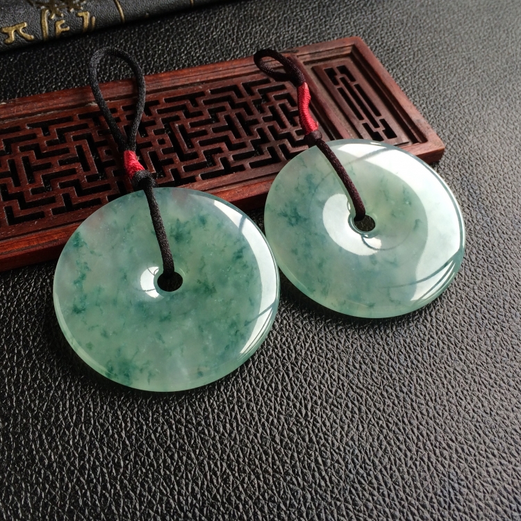 (超值推荐)冰种飘花平安扣挂件(一对)