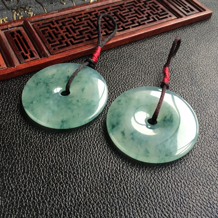 (超值推荐)冰种飘花平安扣挂件(一对)