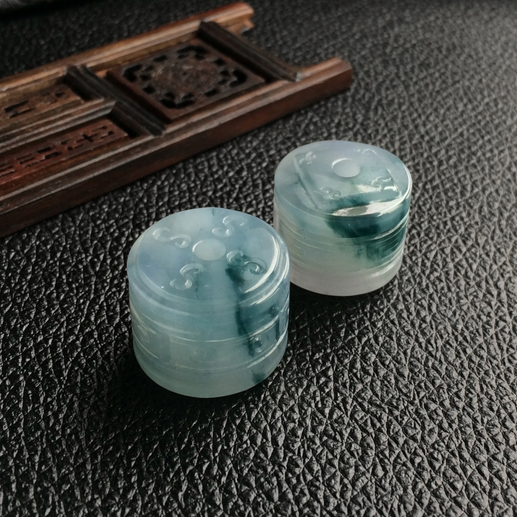 (超值推荐)糯冰种飘花仿古路路通挂件(一对)