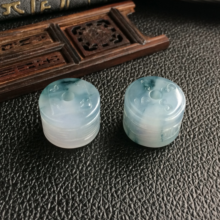 (超值推荐)糯冰种飘花仿古路路通挂件(一对)