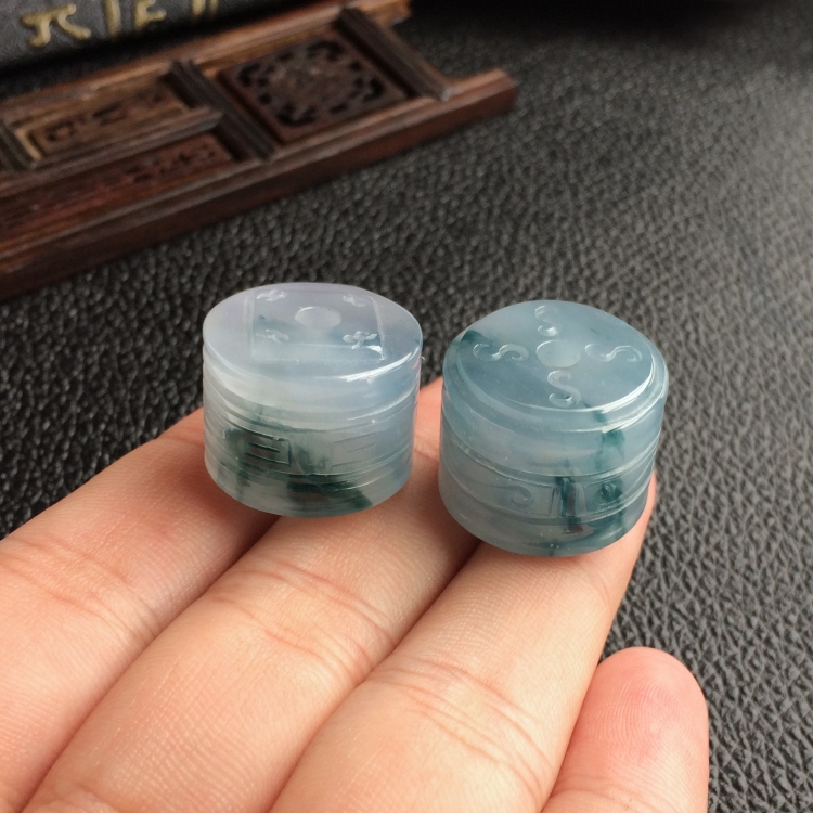 (超值推荐)糯冰种飘花仿古路路通挂件(一对)