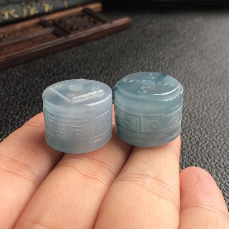 (超值推荐)糯冰种飘花仿古路路通挂件(一对)