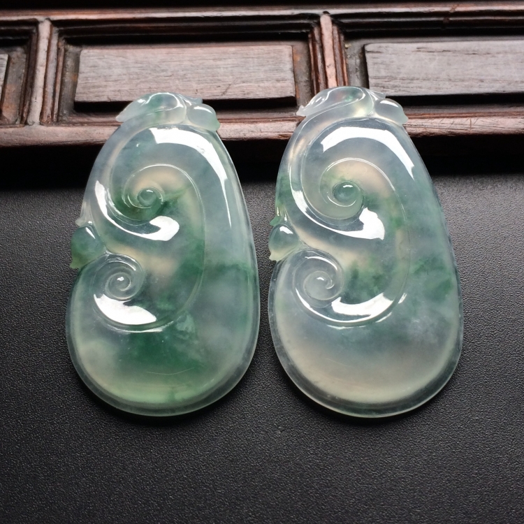 （超值推荐）冰种飘花如意挂件（一对）