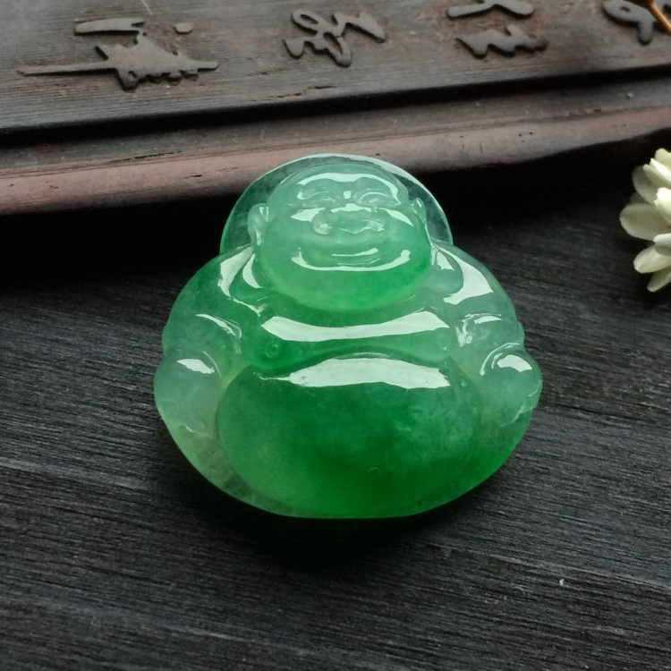 （超值推荐）冰种飘阳绿玉佛挂件