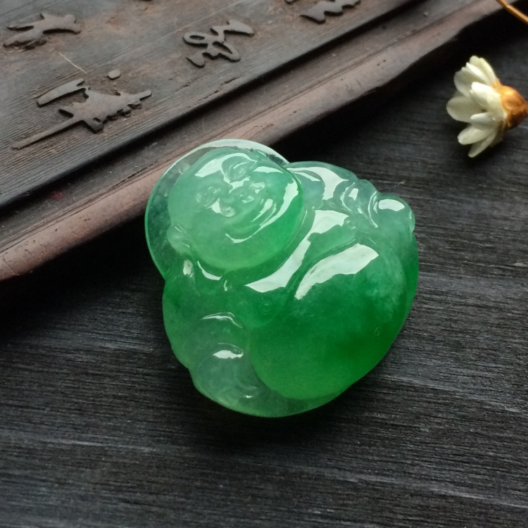 （超值推荐）冰种飘阳绿玉佛挂件