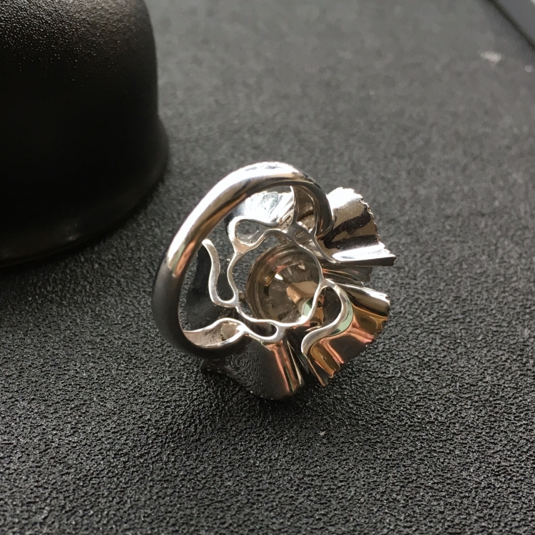 (超值推荐)冰种翠绿镶白金钻石花型戒指