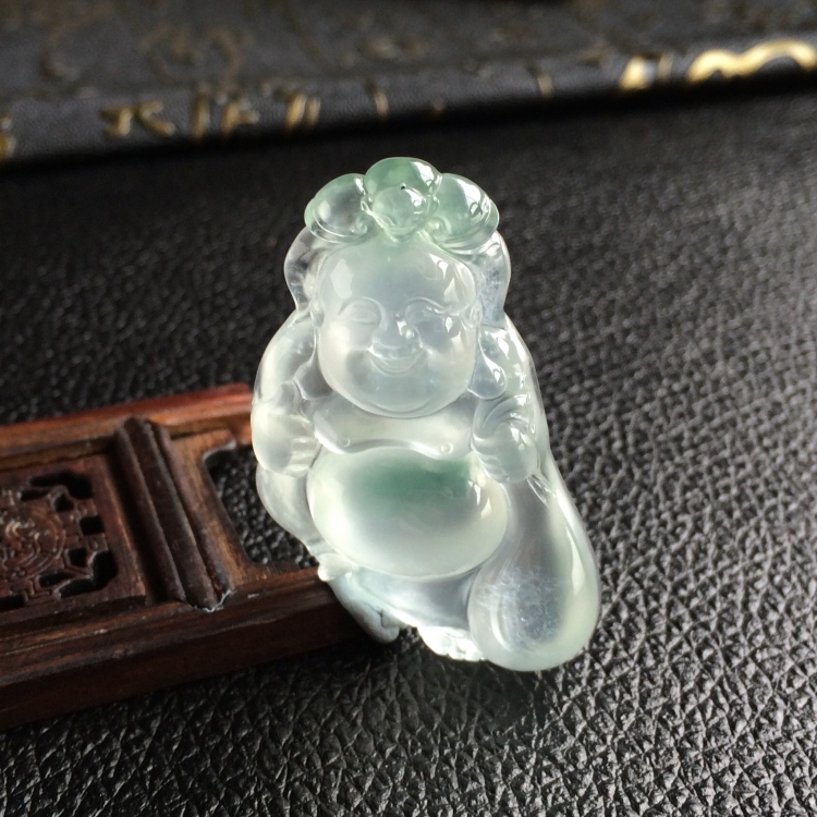 (超值推荐)冰种飘花布袋佛挂件