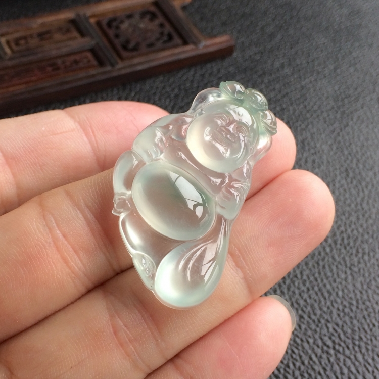 (超值推荐)冰种飘花布袋佛挂件