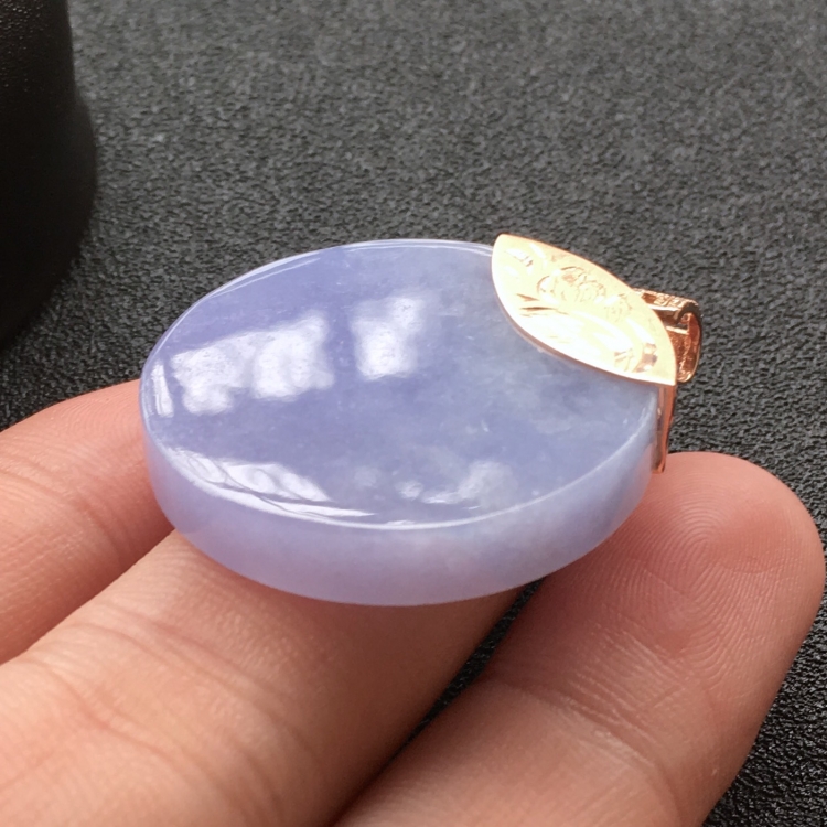 (超值推荐)糯冰种紫罗兰镶玫瑰金平安牌胸坠