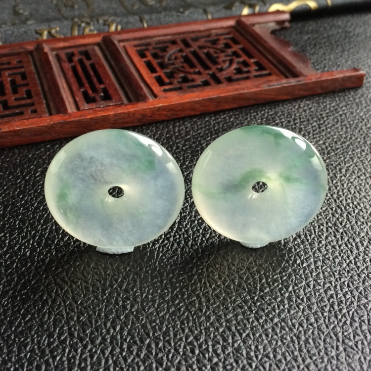 (超值推荐)冰种飘花平安扣挂件(一对)